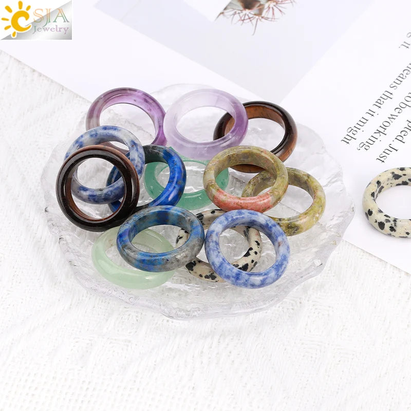 Natural Stone Circle Ring for DIY Jewelry Making - Healing Quartz & Crystal