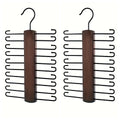 Wooden Tie Storage Rack with 360° Rotation and Anti-Slip Grooves - Space-Saving Closet Organizer
