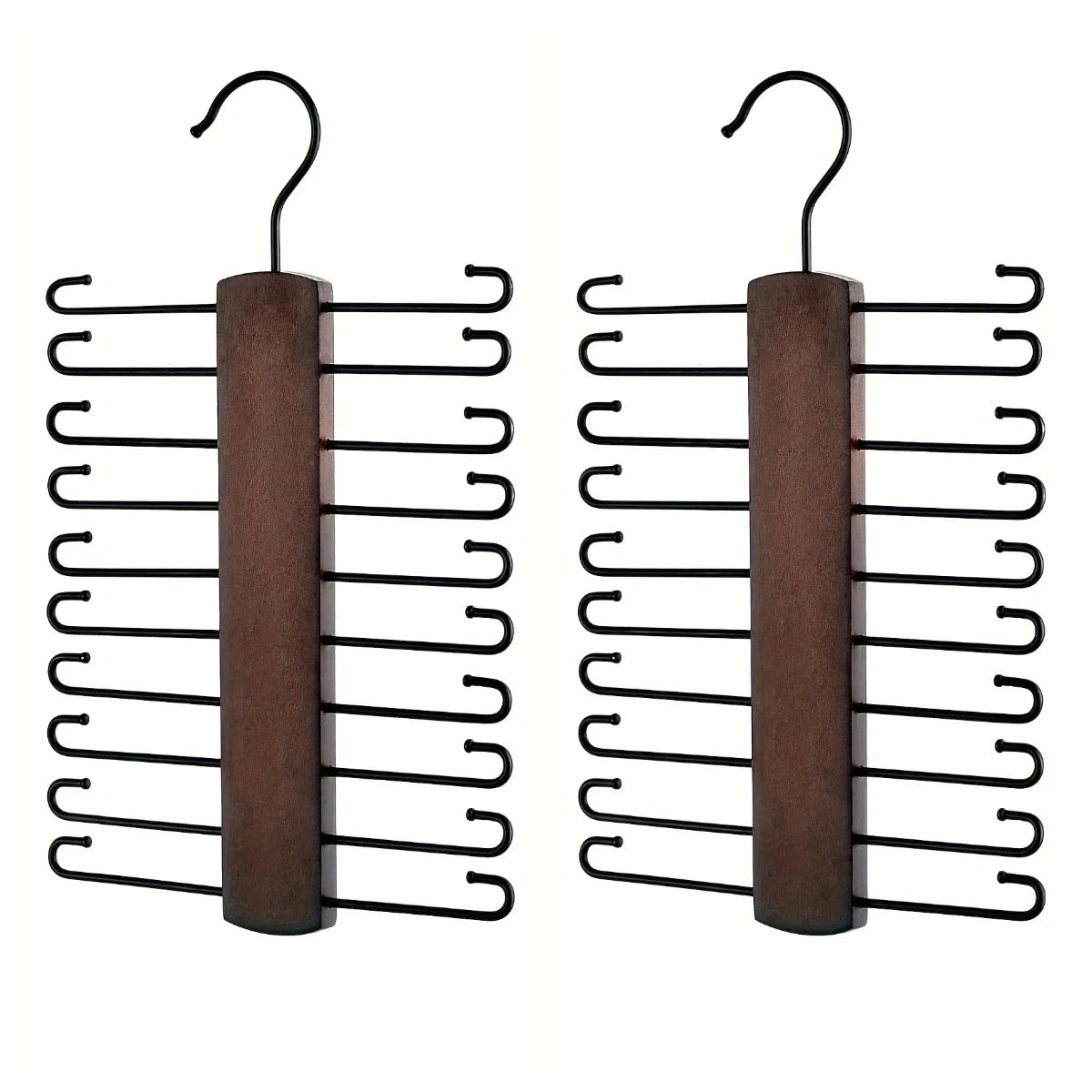 Wooden Tie Storage Rack with 360° Rotation and Anti-Slip Grooves - Space-Saving Closet Organizer