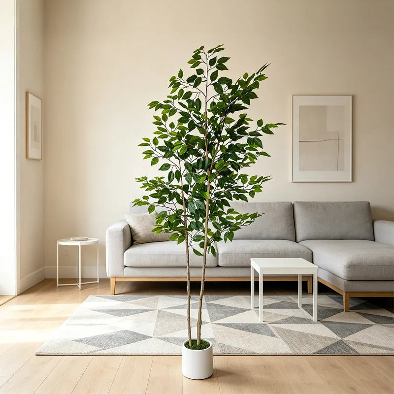Artificial Ficus Tree Plant 140-210cm Double Trunk Greenery for Home Decor