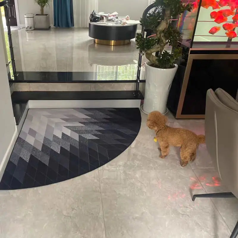 Nordic Fan-Shaped Corner Carpet - Washable Irregular Triangular Floor Mat