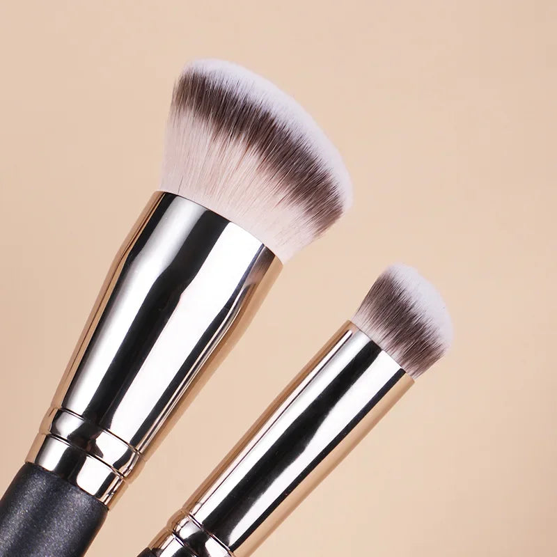 Slanted Foundation Concealer Makeup Brush Set 3 Pcs - Liquid & Cream Application
