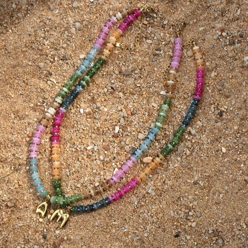 Bohemian Rainbow Beaded Choker Necklace Personalized Handmade Women’s Jewelry