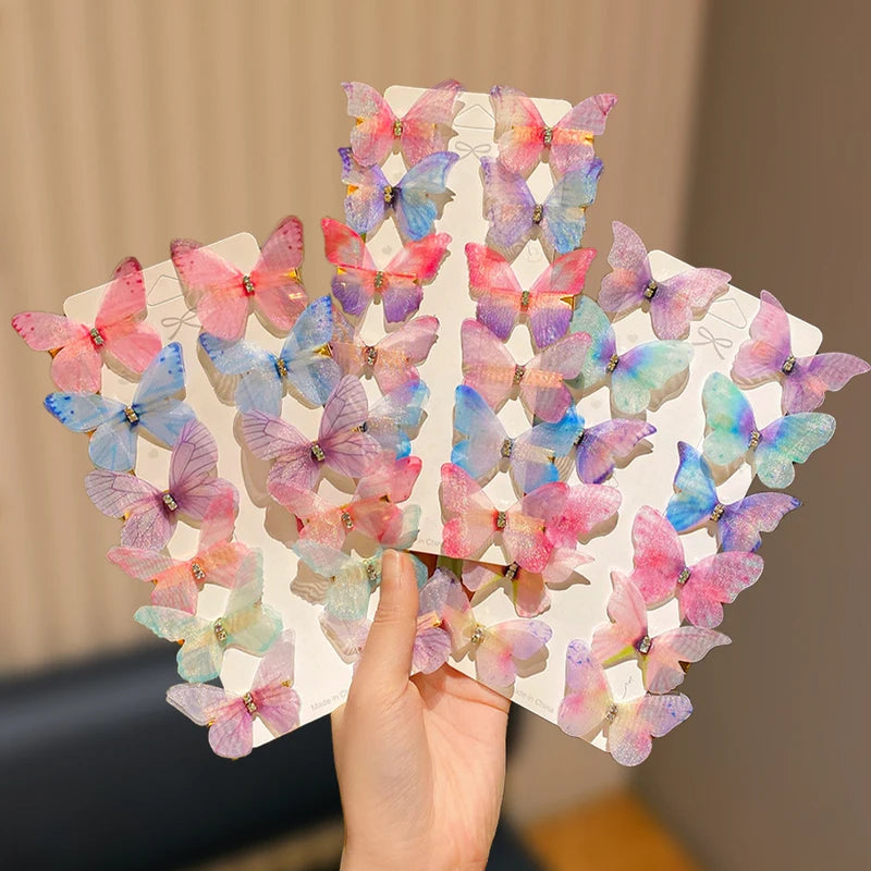 36-Piece Color Gradient Butterfly Hairpins Set for Girls - Elegant Hair Accessories