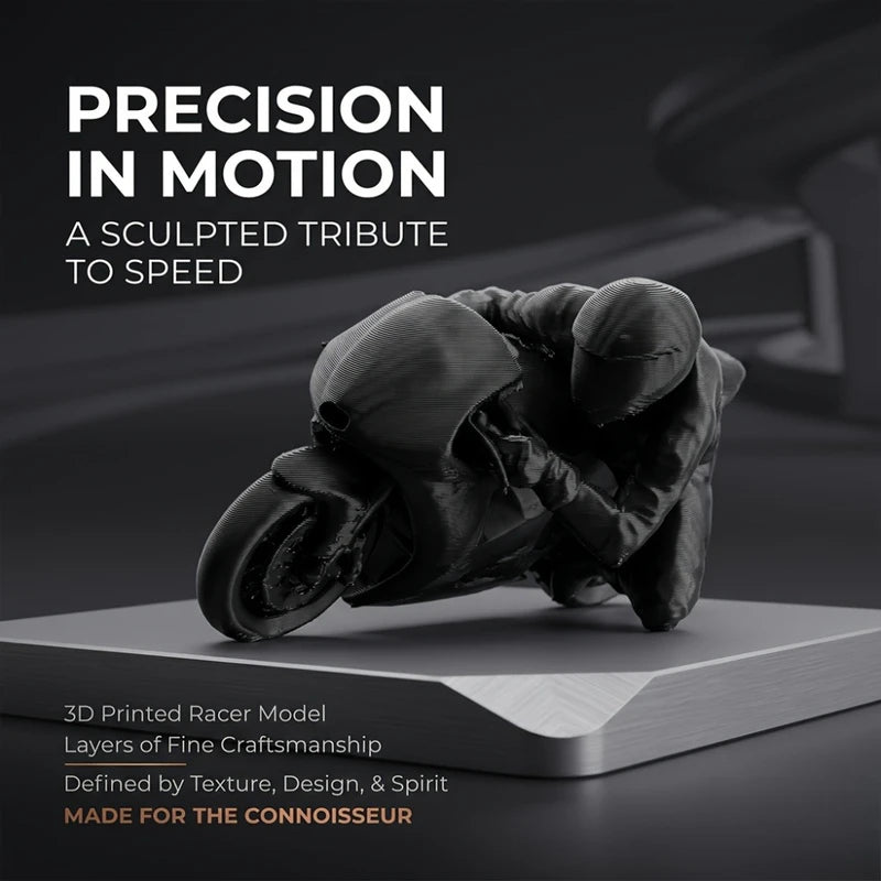 Mini Racing Motorcycle Rider Figurine - 3D Printed Desk Ornament & Gaming Decor