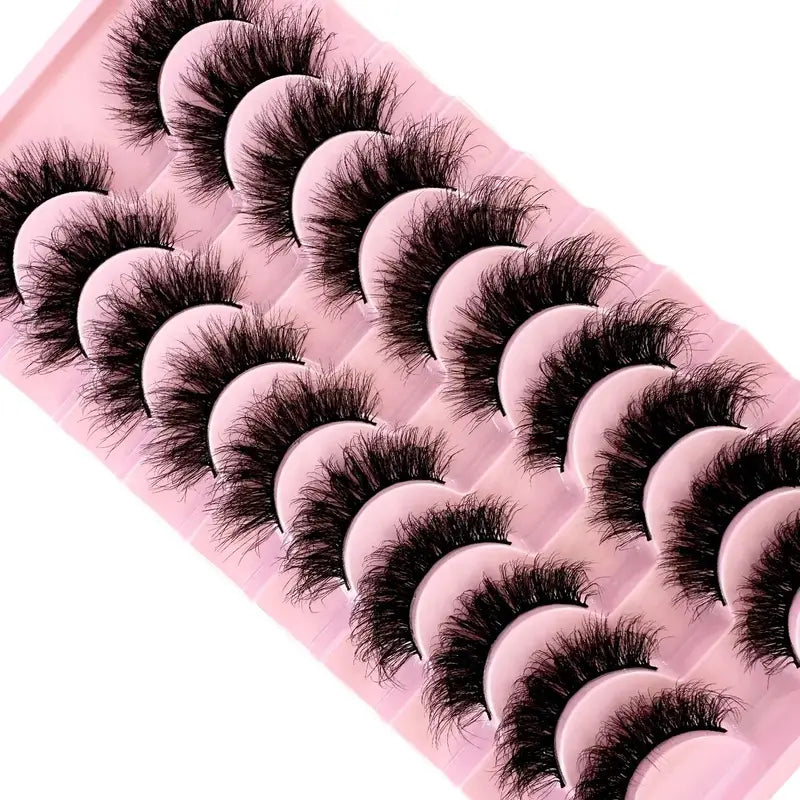 10Pairs 8D Mink False Eyelashes Natural Volume & Dramatic Look - Wholesale Makeup Tool