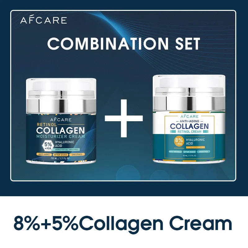 8% Collagen Face Cream with Hyaluronic Acid & Retinol - Anti-Aging Moisturizer for All Skin Types
