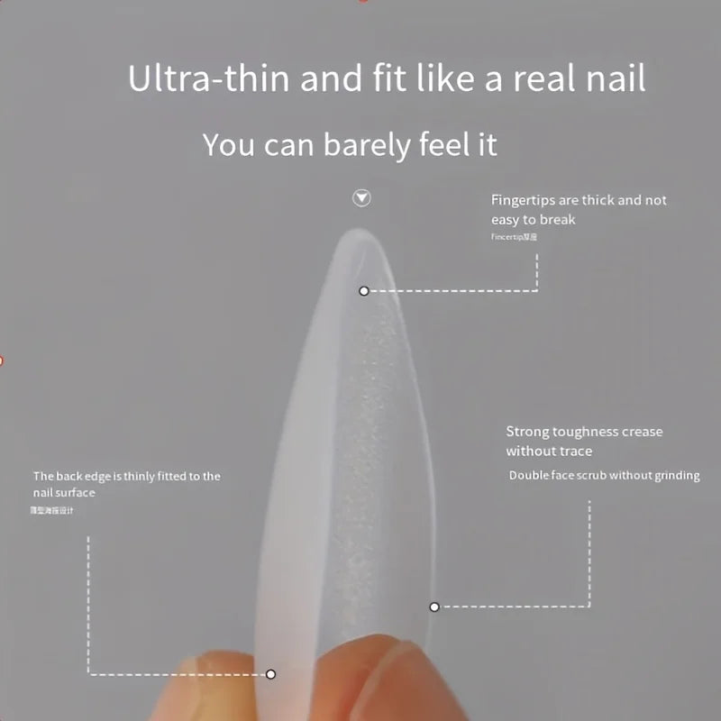 600-Piece Short Almond Nail Tips Set - Pre-Shaped Full Coverage False Nails
