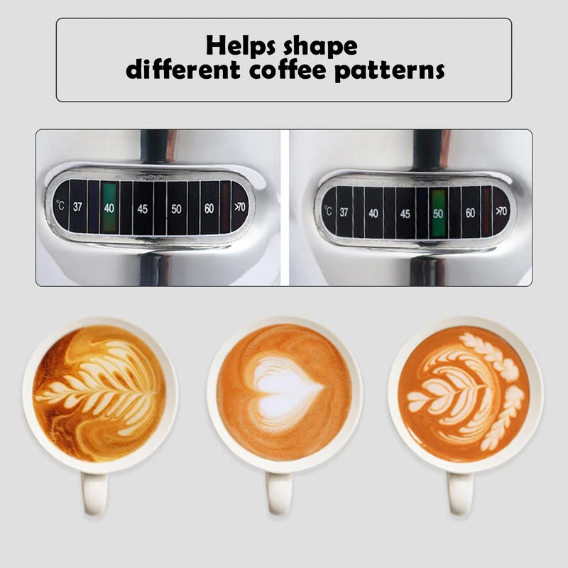 Stainless Steel Milk Frothing Pitcher with Temperature Display - Barista Latte Art Jug