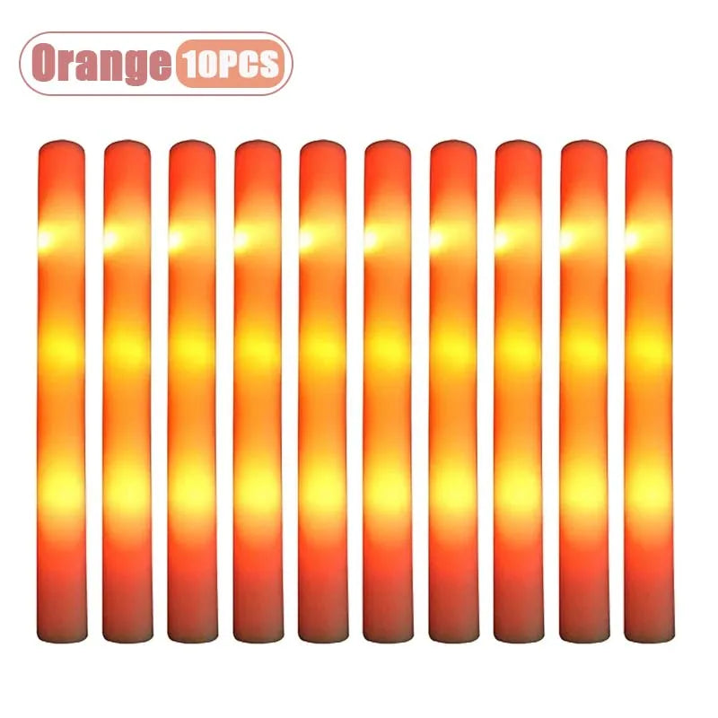 10PCS Neon Glow Stick Light Up Foam Bar for Events & Night Parties