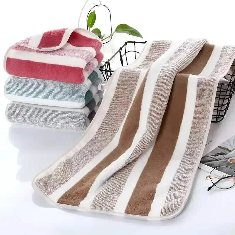 Striped Pattern Towel Set - Soft Quick Dry Bath & Face Towels