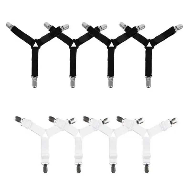 Elastic Bed Sheet Clips Set - Adjustable Fasteners for Fitted Sheets, 4-Pack