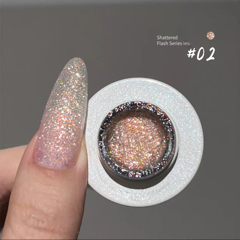 Summer Gel Nail Polish Set - Glittering Diamond, Whitening, Bright Colors, 12ML