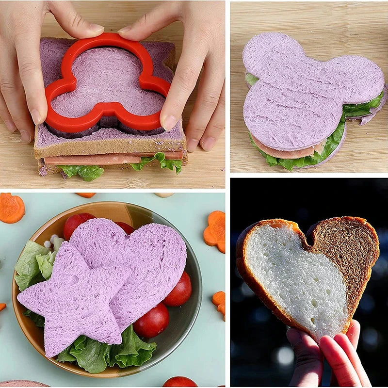 Kids Dinosaur Heart Star Mickey Fruit Vegetable Cookie Cutters Set - Food Shapes for Bread Cookies