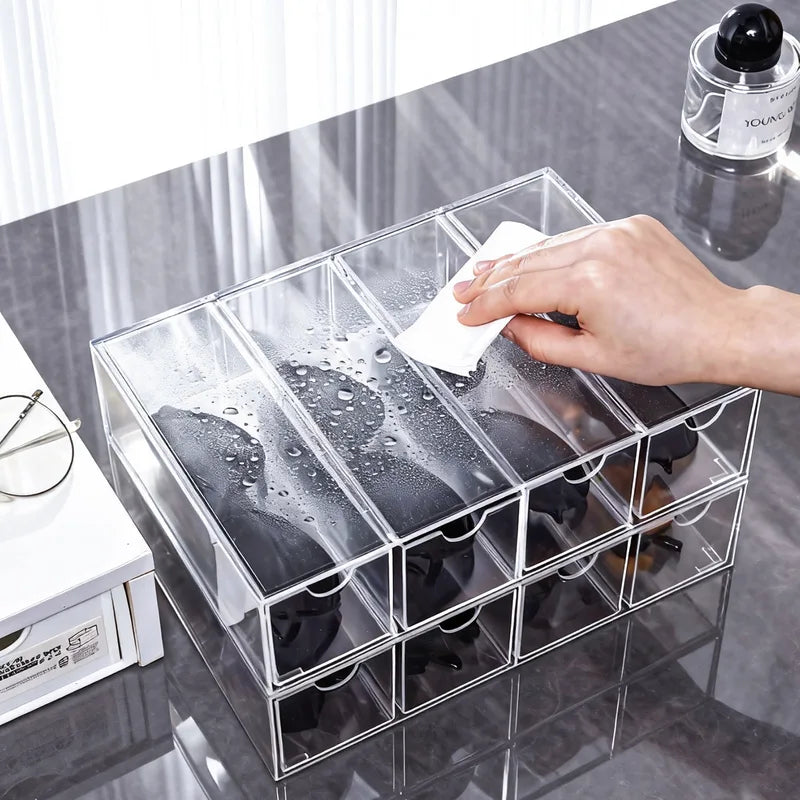 Multifunctional Transparent Acrylic Storage Box for Glasses Jewelry Stationery Drawer Organizer