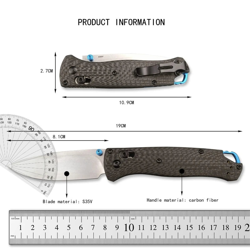 Folding Pocket Knife with Carbon Fiber Handle and Drop-Point Blade - Outdoor Survival Tool