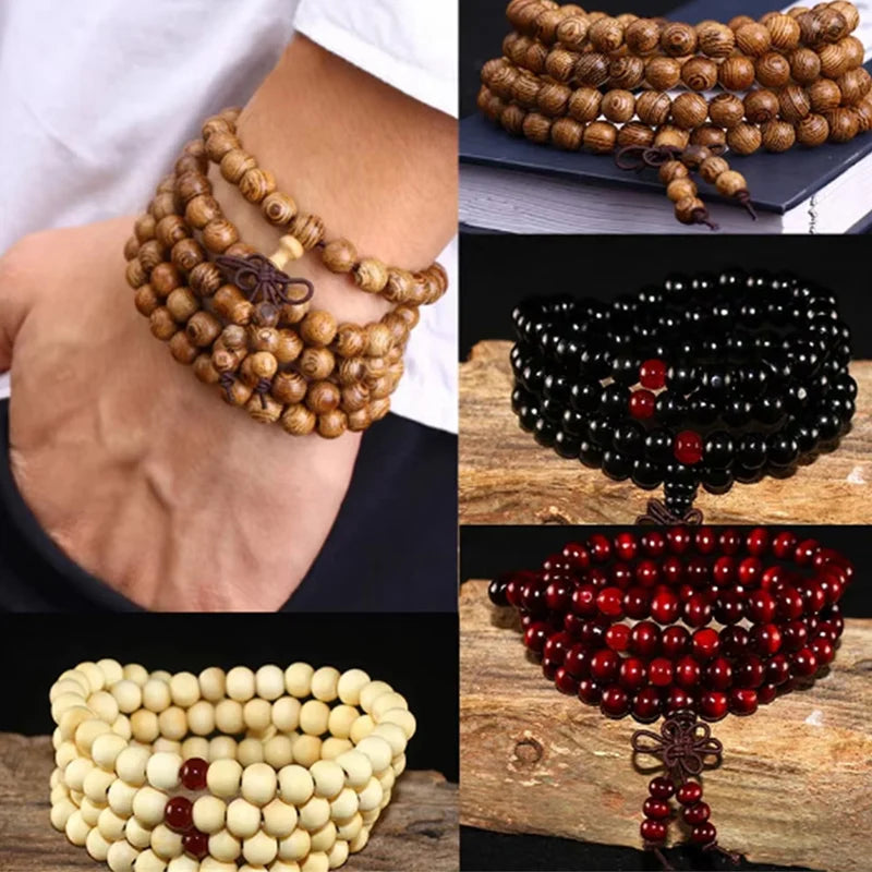 Natural Sandalwood Prayer Beads Bracelet for Meditation and Jewelry Men & Women