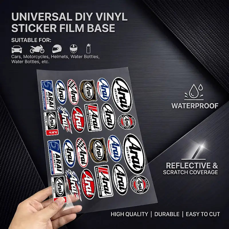 Reflective Waterproof Sticker Set for Motorcycle, Car & Helmet Scratch Cover - XL & Medium Variants