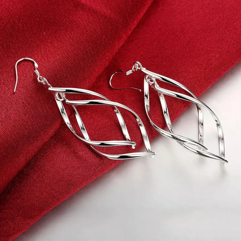 Elegant Silver Drop Earrings for Women Wedding Christmas Gifts Jewelry