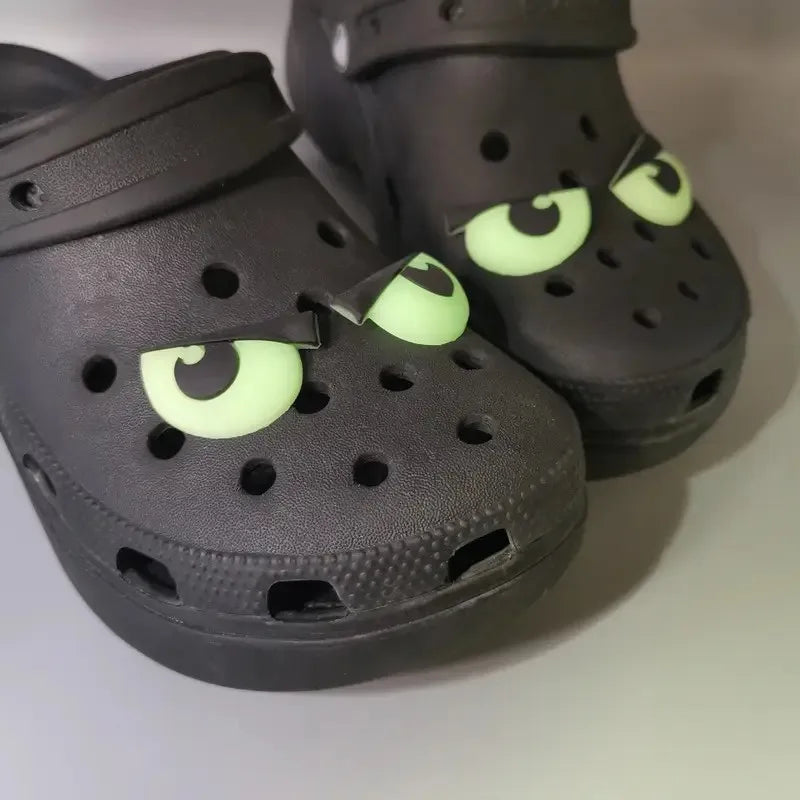 Fluorescent Big Eyes Shoe Charms Set Self-Luminous Shoe Accessories DIY Decor