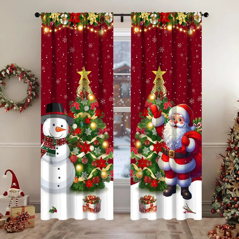 Christmas Curtain Decorations for Holiday Home Decor - 1/2pcs Xmas Window Ornaments