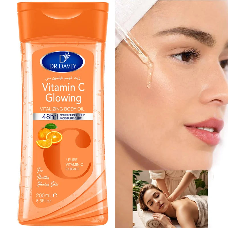 Vitamin C Body Oil - Hydrating Moisturizer for All Skin Types 200ml - 2 Pack