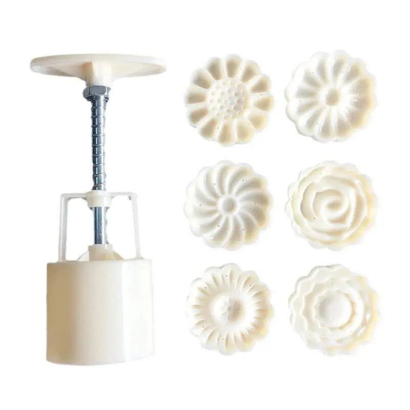 DIY Mooncake Mold with Flower Stamps - Mid-Autumn Festival Fondant Decoration Tool
