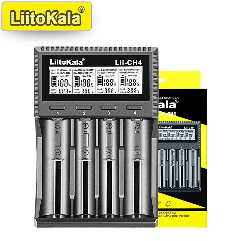 Smart Battery Charger for 18650, 21700, 26650, AA, AAA Batteries - Fast USB-C Charging