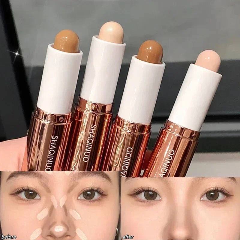 Face Contouring Stick with Highlighter and Bronzer Dual-Ended Makeup Pencil - Long-Lasting 4g x 2