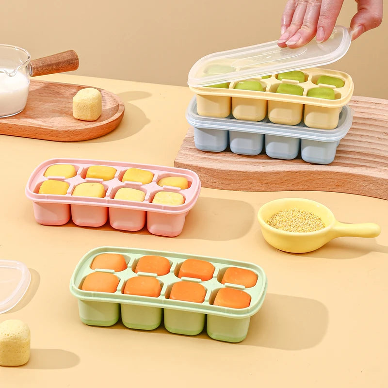 Mini Silicone Ice Cube Tray with Lid - Reusable 8-Grid Mold for Whisky & Drinks