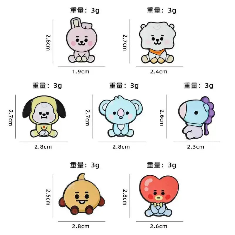 7pcs Cute Anime Figure Enamel Pins Manga Brooches for Lapel Backpack Accessories
