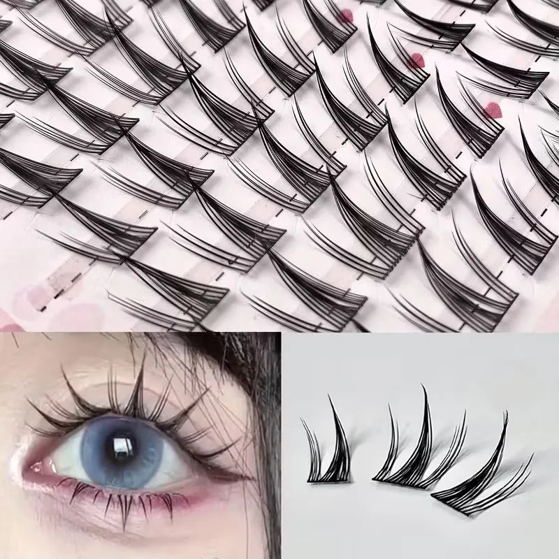 Natural Appearance False Eyelash Set - 104 Pieces, 6-15mm Mixed Length, C Curl, Cosplay Styling