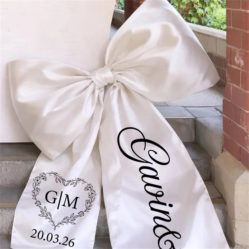 Personalized Car Wedding Bow Heart Garland - Bridal Shower Decoration