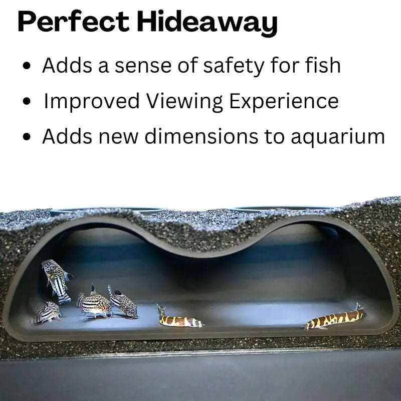 Aquarium Underground Tunnel Cave Curve Fish Tank Decor Two Hole - Natural Look