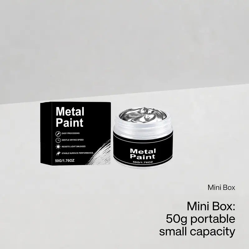 Silver Metal Paint 50g Quick Dry Anti-Crack Waterproof Coating for Wood & Metal