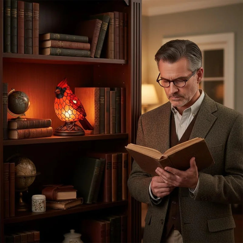 Red Bird Table Lamp - Decorative Night Light for Bedroom & Living Room USB Powered