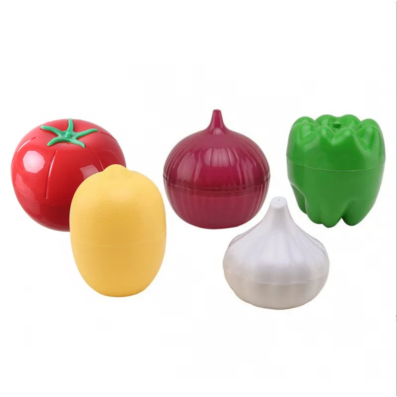 Food Storage Container Set with Fun Lemon & Onion Shapes - Reusable Pantry Organizer