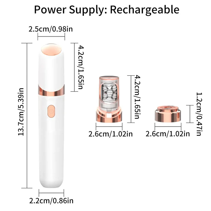 2-in-1 Facial Hair Removal System for Women - Epilator & Razor, Waterproof, Cordless