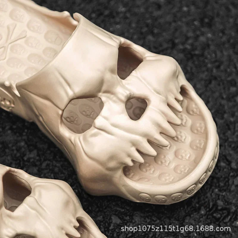 Halloween Skull Platform Slip-On Sandals Men Women Beach Flip Flops