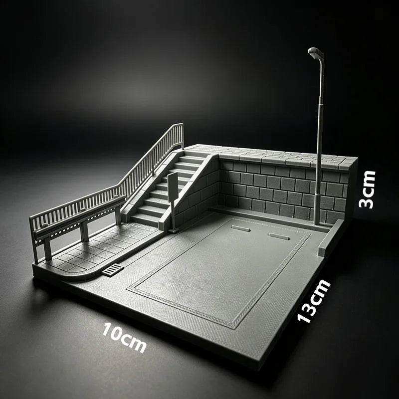 Miniature Car Parking Scene Model - 3D Printed DIY Desktop Decor Stand