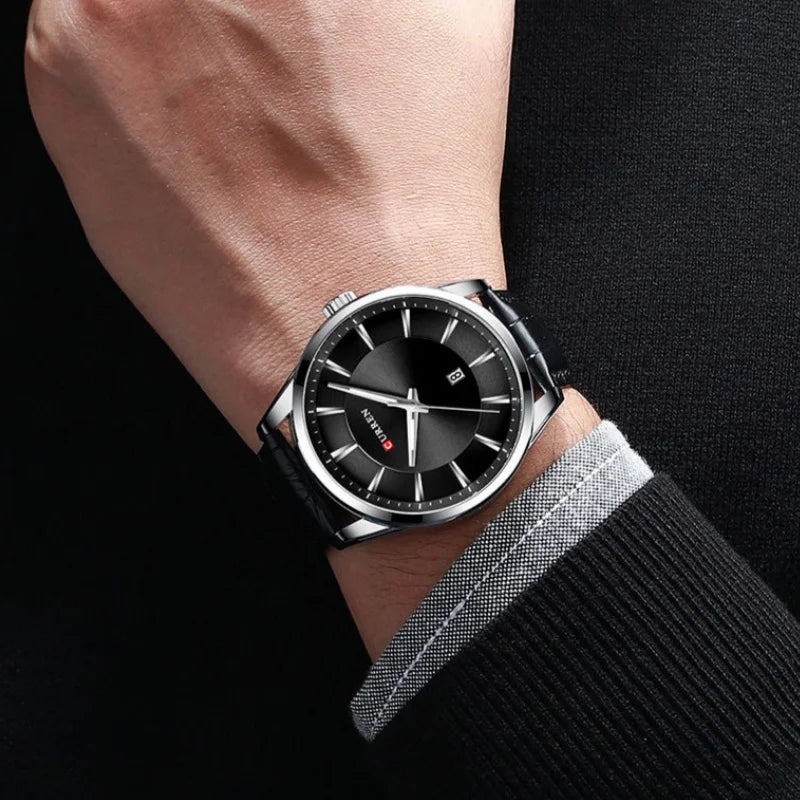 Men's Minimalist Water-Resistant Quartz Watch with Leather Strap - Business Style