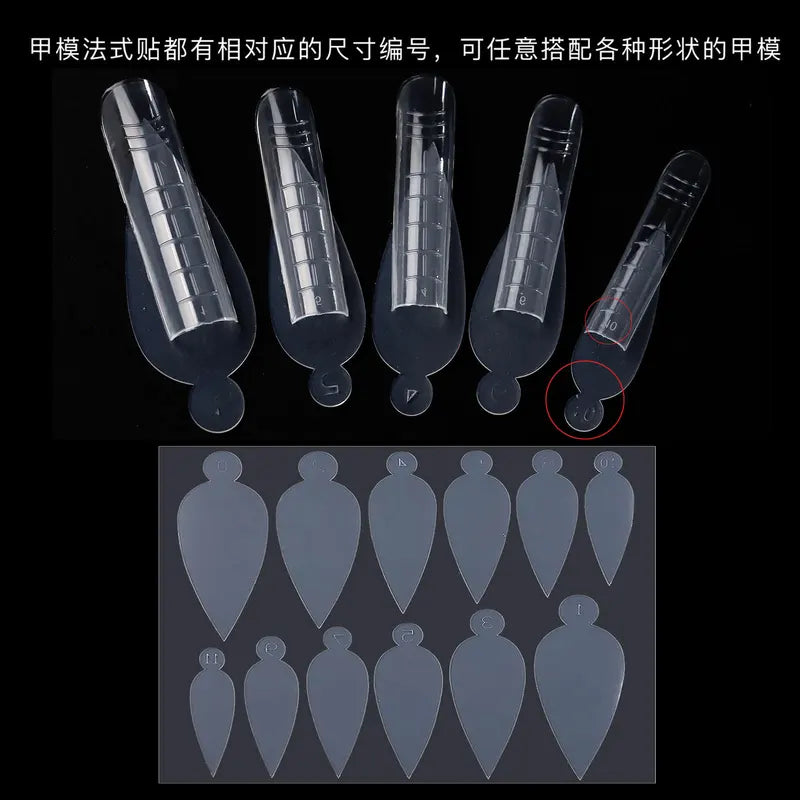 12pcs Matte Nail Art Paperless Tray Set for Manicure Decorations, Adhesive Nail Accessories