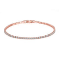 Rose Gold Silver Jewelry Tennis Bracelet 2mm Zirconia Anniversary Gift - Sterling Silver