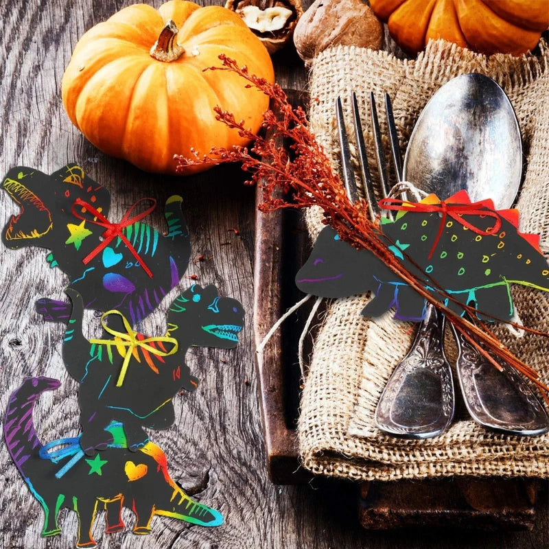 12Pcs Cartoon Dinosaur Scratch-Off Paintings Party Favors and Decorations