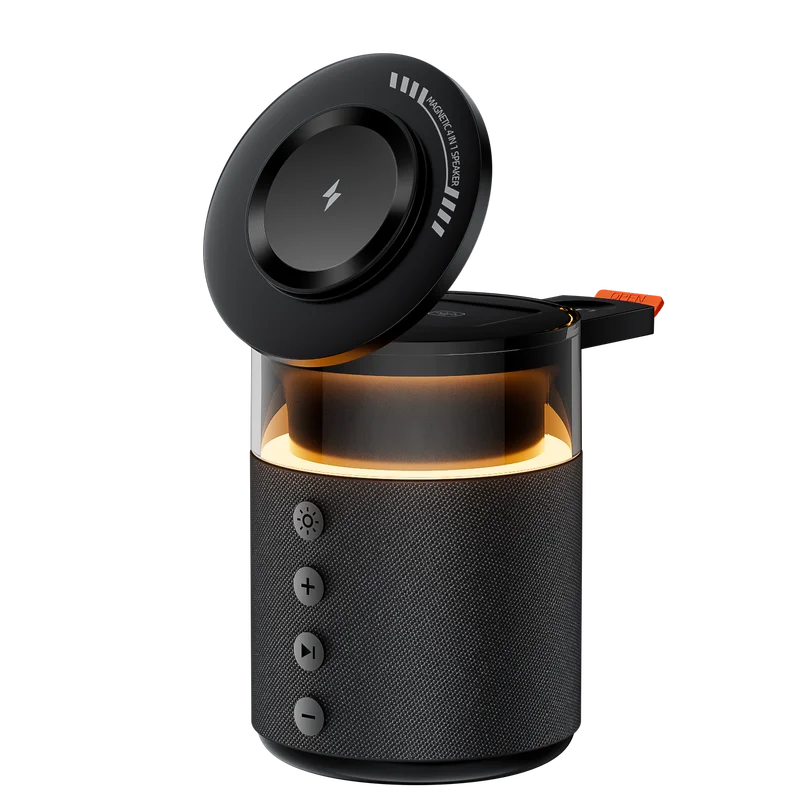 5-in-1 Magnetic Wireless Charging Station with Speaker Night Light Fast Charger for iPhone iWatch AirPods