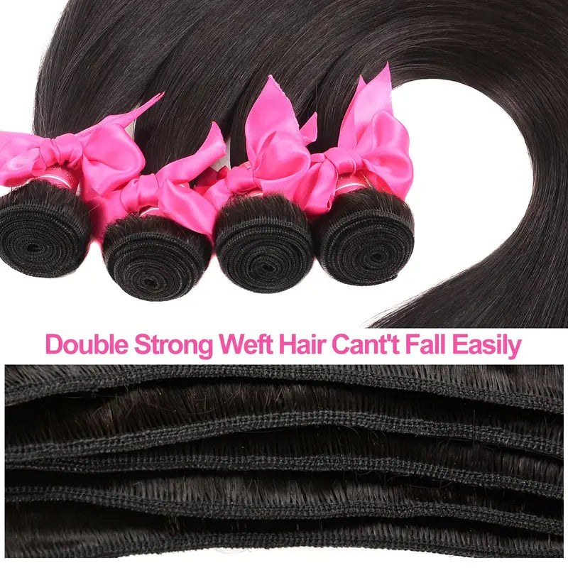 Straight Human Hair Extensions 4 Bundles 12A Virgin Brazilian Hair 20-26 Inch