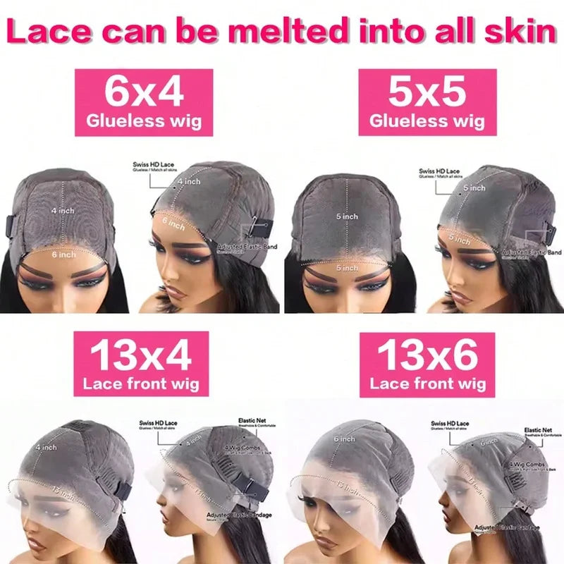 HD Lace Frontal Wig 40in Brazilian Virgin Human Hair Deep Wave Natural Hairline