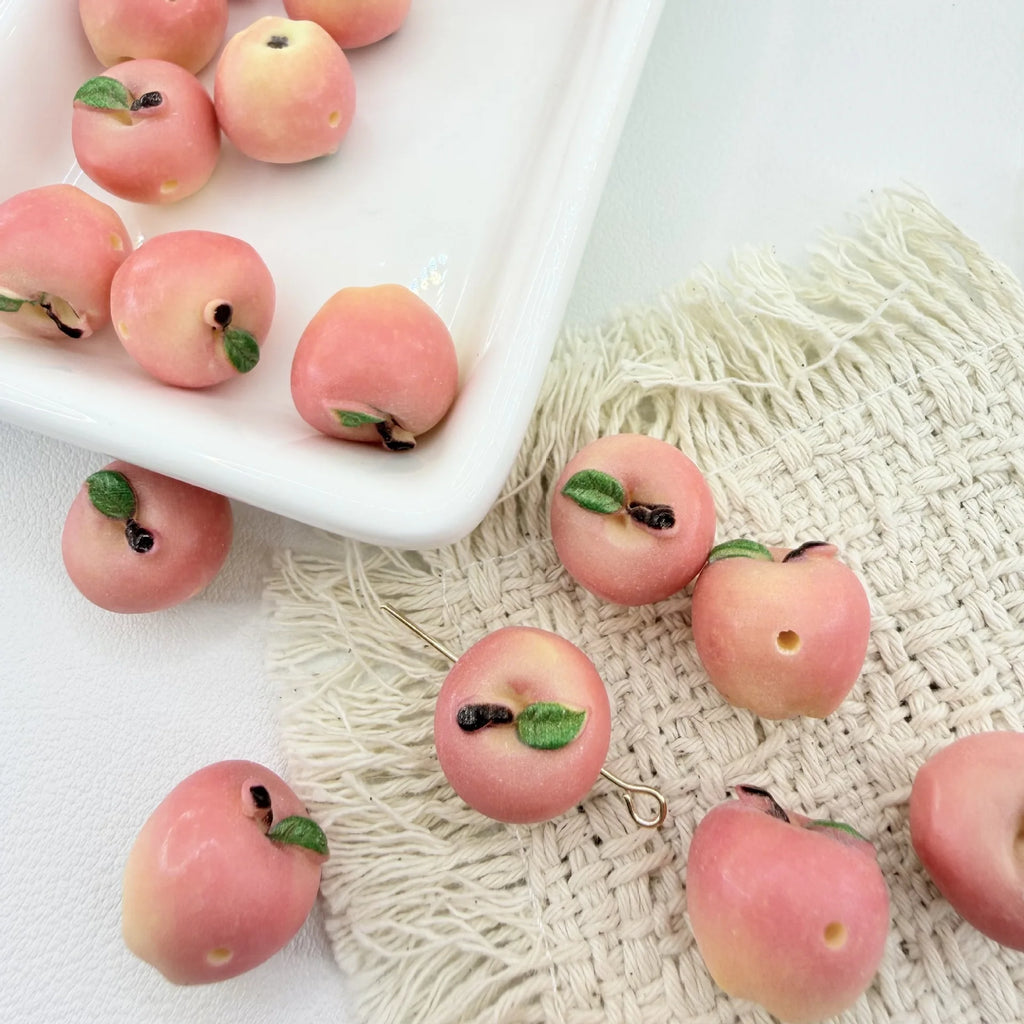 5Pcs 14x15MM 3D Resin Apple Charms Fruit Pendant Jewelry Spacer Beads DIY Jewelry Making
