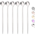 6-Piece Stainless Steel Long Handle Ice Spoon Set - Gold-Tone Coffee & Tea Stirring Utensils