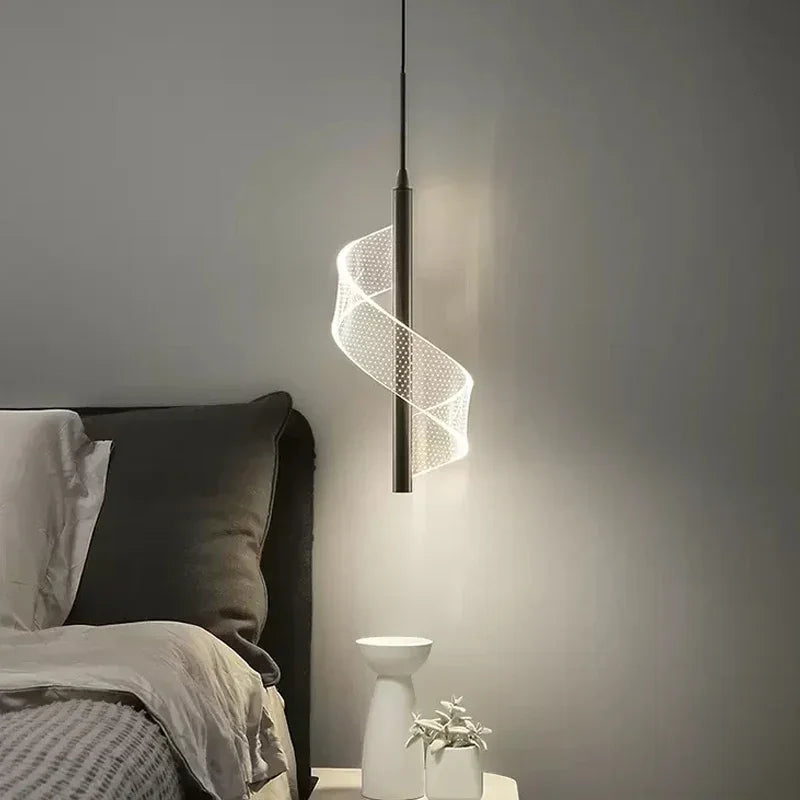 Modern LED Acrylic Wall Lamp Pendant Light Creative Spiral Indoor Lighting for Bedroom & Home Decor
